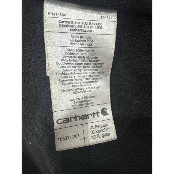Carhartt Hooded Work Jacket Coat Brown Canvas Duck Active Zip Up Utility - Picture 7 of 9